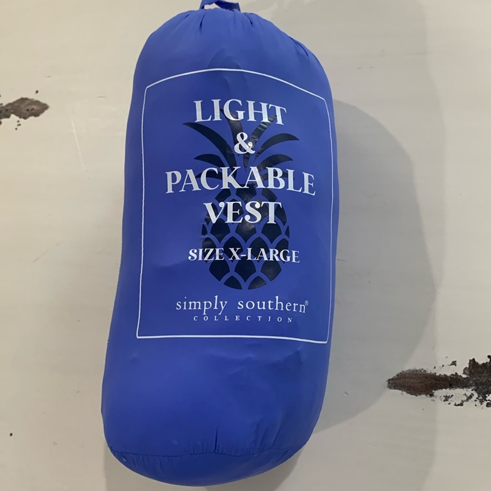 Simply Southern Periwinkle Blue Packable Puffer Vest NWT XL  Lightweight Travel - Picture 13 of 13